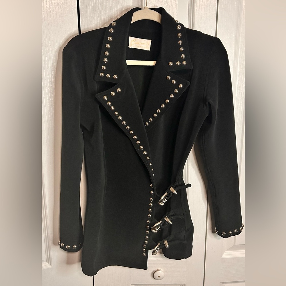 Sussnans Daytona Beach Women’s Studded Black Women's Biker Jacket Buckle Accents